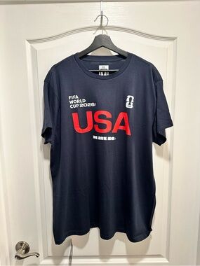 FIFA World Cup 2026 Authentic USA Blue Red White T-Shirt, Size XL - NWT